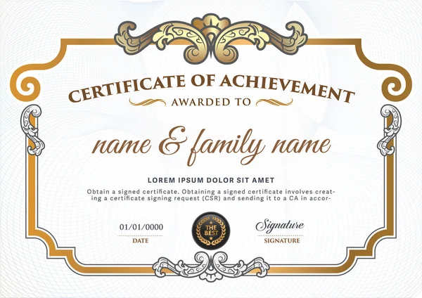 Template.certificate certificaatsjabloon. — Stockvector