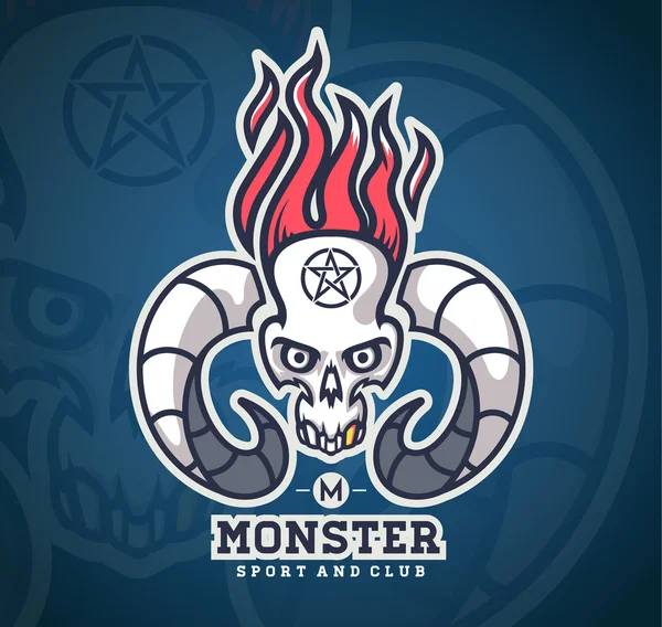 Logo skull with horns of animals. — Stock Vector