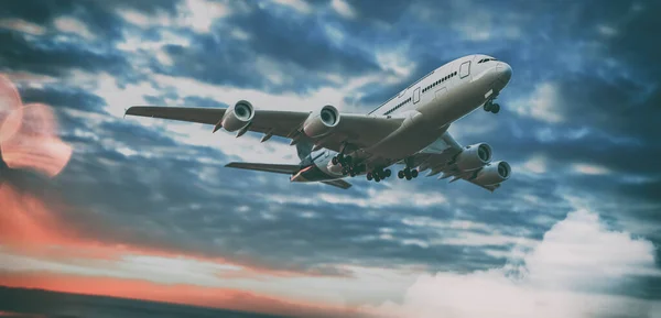 Samolot Niebo Renderowanie Ilustracja — Zdjęcie stockowe