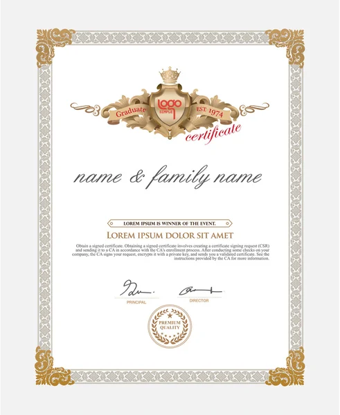 Sertifika tasarım şablonu. Retro şablonu