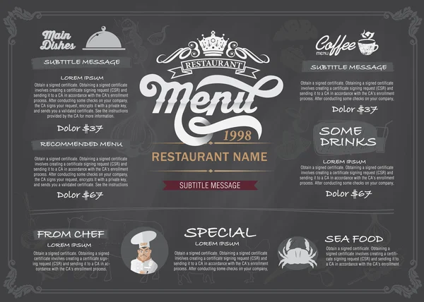 Vektorlayout Design Menü Restaurant Vorlage. — Stockvektor