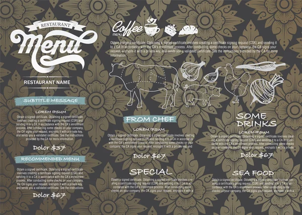 Restaurant menu ontwerp — Stockvector