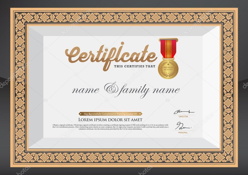 Gold Certificate of Completion Template.