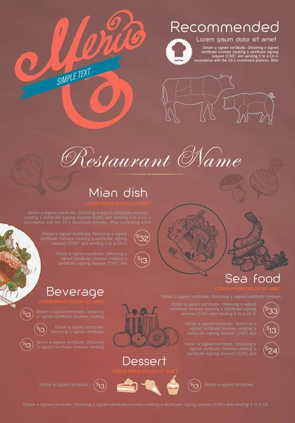 Menú e icono de diseño del restaurante . — Vector de stock