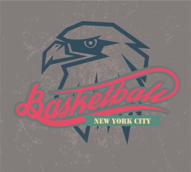 New york basketbol logo ve t-shirt grafik, vektörel çizimler