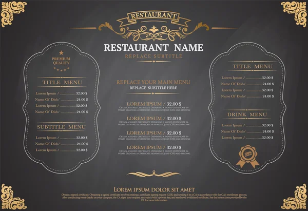 Vintage menu restarante chalk board design — стоковая иллюстрация Vintage menu restarante chalk board design Лицензионные Стоковые Векторы