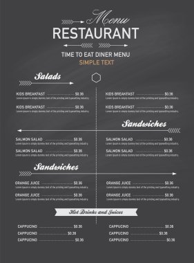 Menü Restoran yenilikçi stili.