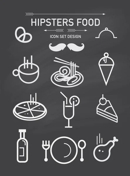 Vector hipsters conjunto de iconos de alimentos y elemento . — Vector de stock