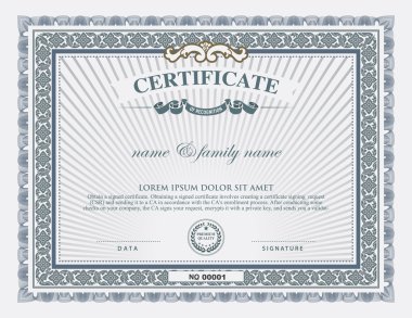 sertifika şablonu ve öğe. 