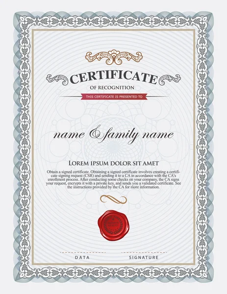 sertifika şablonu ve öğe.