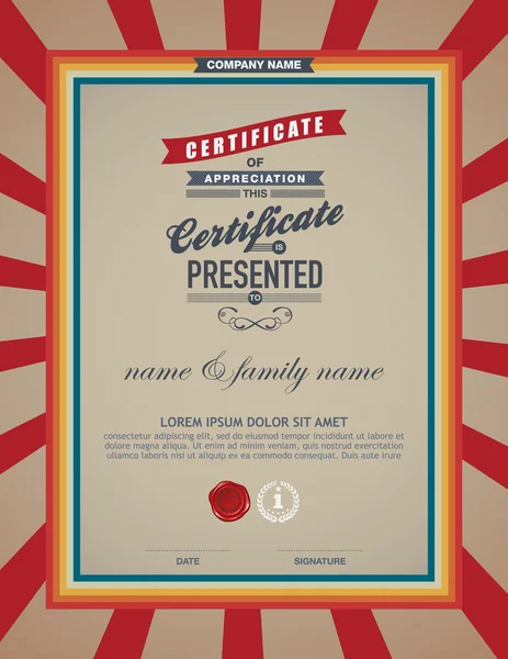 Retro certificaatsjabloon. — Stockvector