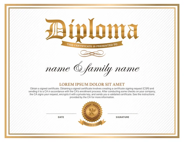 Diploma, plantilla de diseño de certificado — Archivo Imágenes Vectoriales