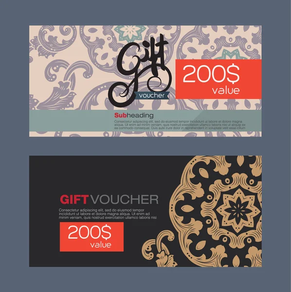 Oucher template with premium vintage pattern. vector — Stock vektor