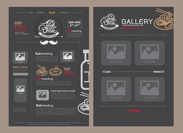 Flat web restaurant template concept — ストックベクタ