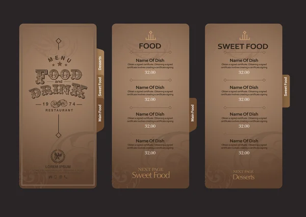 Design de menu restaurante . — Vetor de Stock