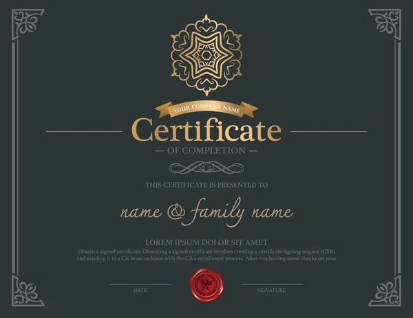 Modèle de conception de certificat . — Image vectorielle