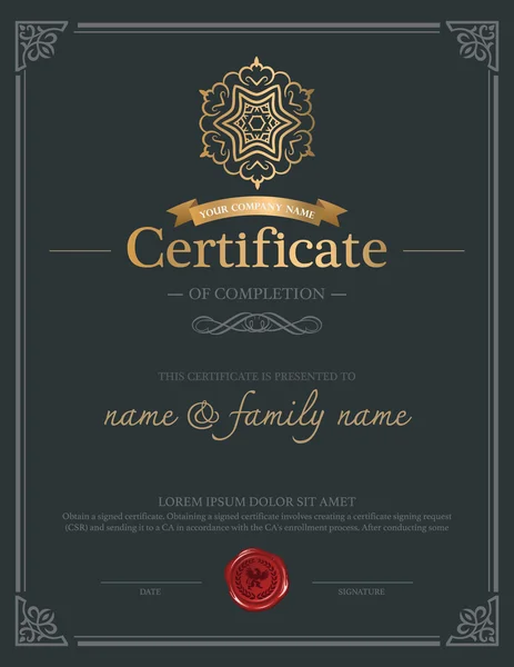 Modèle de conception de certificat . — Image vectorielle