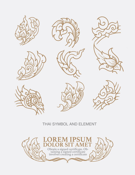 vector set: thai art  design elements and page decoration - lots