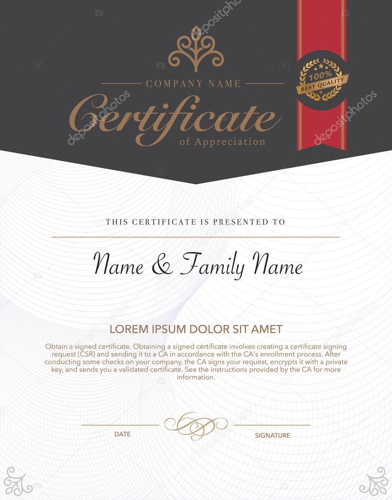 Vector illustration of gold detailed certificate.