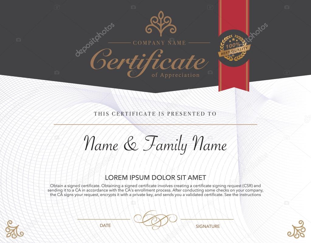 Vector illustration of gold detailed certificate.