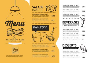 hipster and vintage art restaurant menu design template. clipart