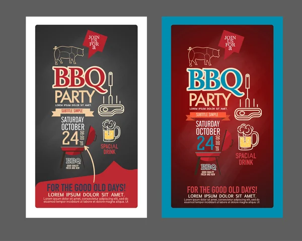 Барбекю вечірка BBQ шаблон меню набір дизайну. ім'я картка, подарунковий ваучер — стоковий вектор