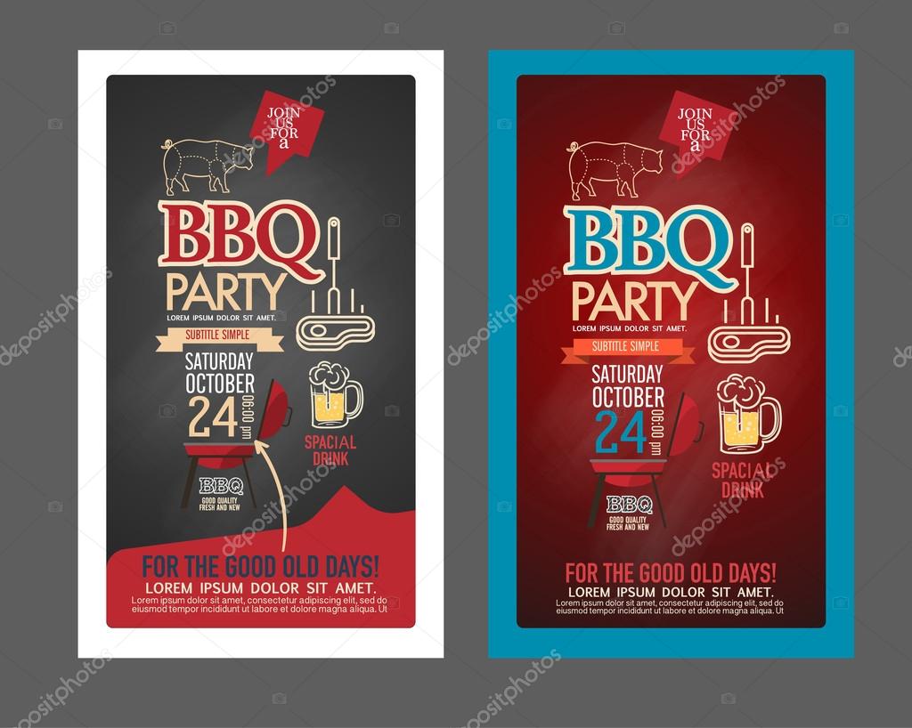 Barbecue party BBQ template menu design set. name card, gift voucher, ticket, food flyer.