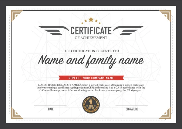 Certificate design template. — Stock Vector