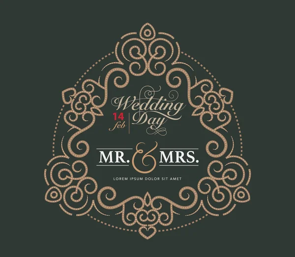 Modèle de luxe carte de mariage fleurit calligraphique élégante corne — Image vectorielle