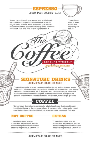 Vector koffie menu en restaurant ontwerp. — Stockvector