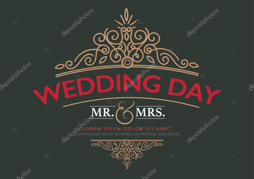 Wedding card luxury template flourishes calligraphic elegant ornament lines.