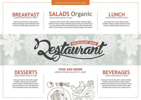 Vector vintage food design template. menu restaurant brochure. — Stock Vector