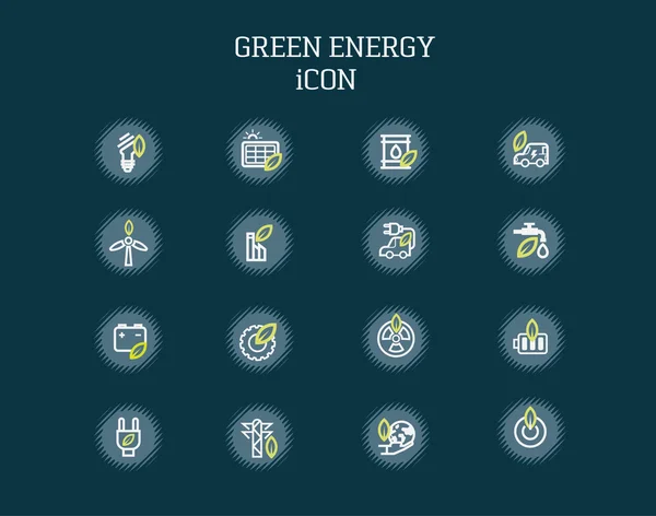 Green energy icons on background. — 스톡 벡터