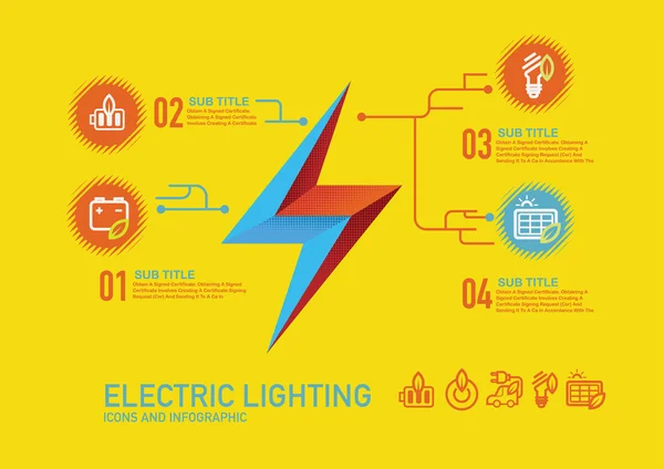 Electric lighting infographic. — 스톡 벡터