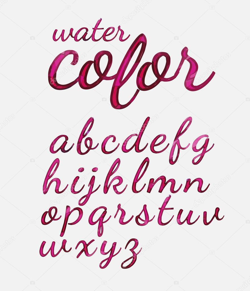 Hand drawn calligraphic font water color.