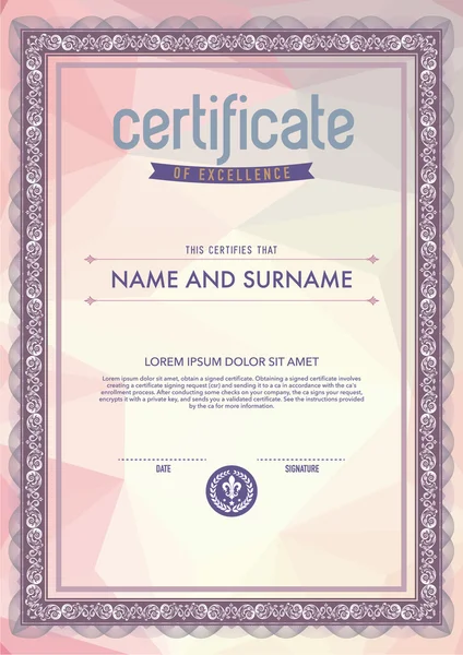 Vector certificate template. — Stock Vector