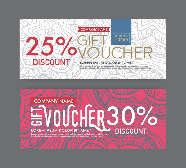 Arte moderna dom Voucher modelo . —  Vetores de Stock