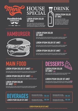 Restoran gıda menü tasarımı.