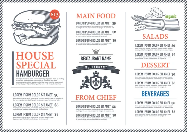 Hipster restaurant menu ontwerp — Stockvector