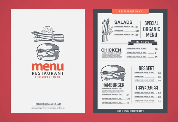 Hipster restaurant menu desig. — Stockový vektor