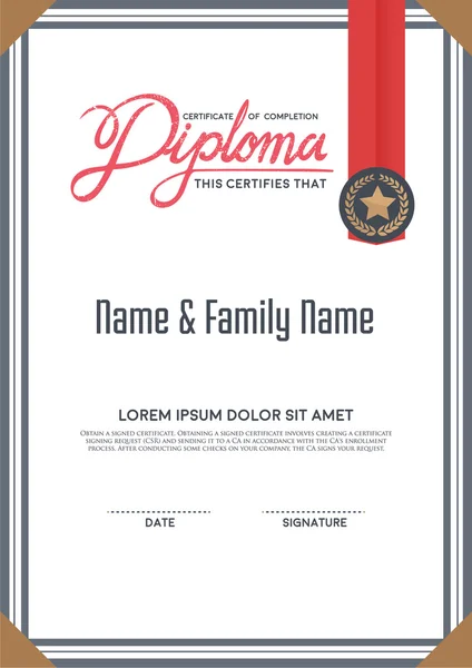 Modèle de certificat de diplôme . — Image vectorielle