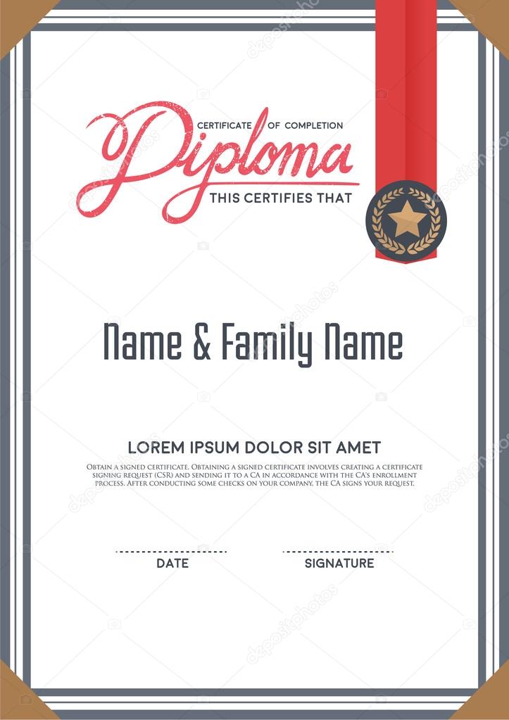 Diploma certificate template.