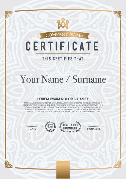 Vector certificate template. — Stock Vector