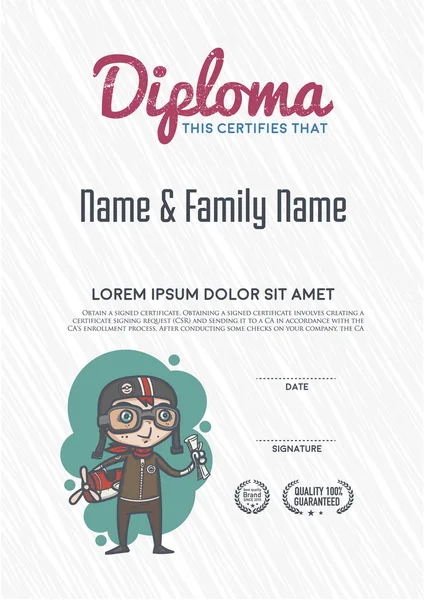 Diploma sjabloon en achtergrond ontwerp. — Stockvector