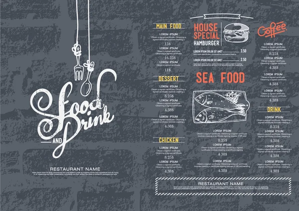 Restaurant cafe menu — Stock Illustration Restaurant cafe menu Vector Graphics
