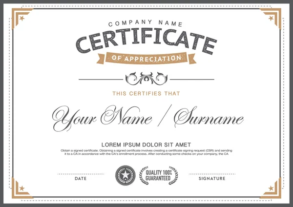 Modèle de certificat vintage. — Image vectorielle