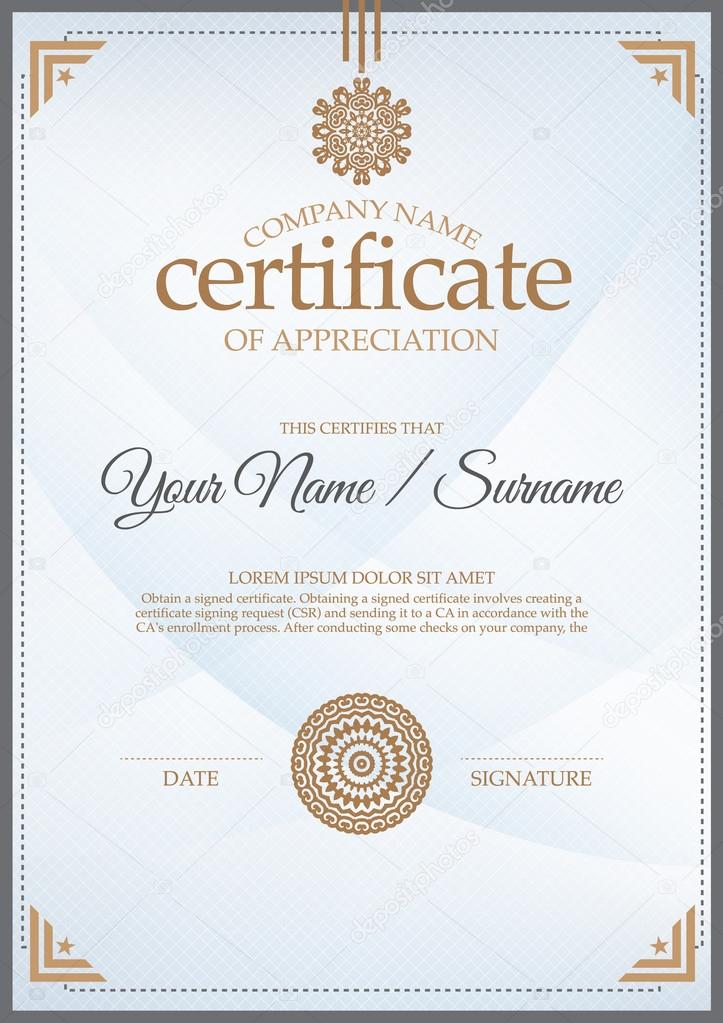 Vector illustration of gold detailed certificate