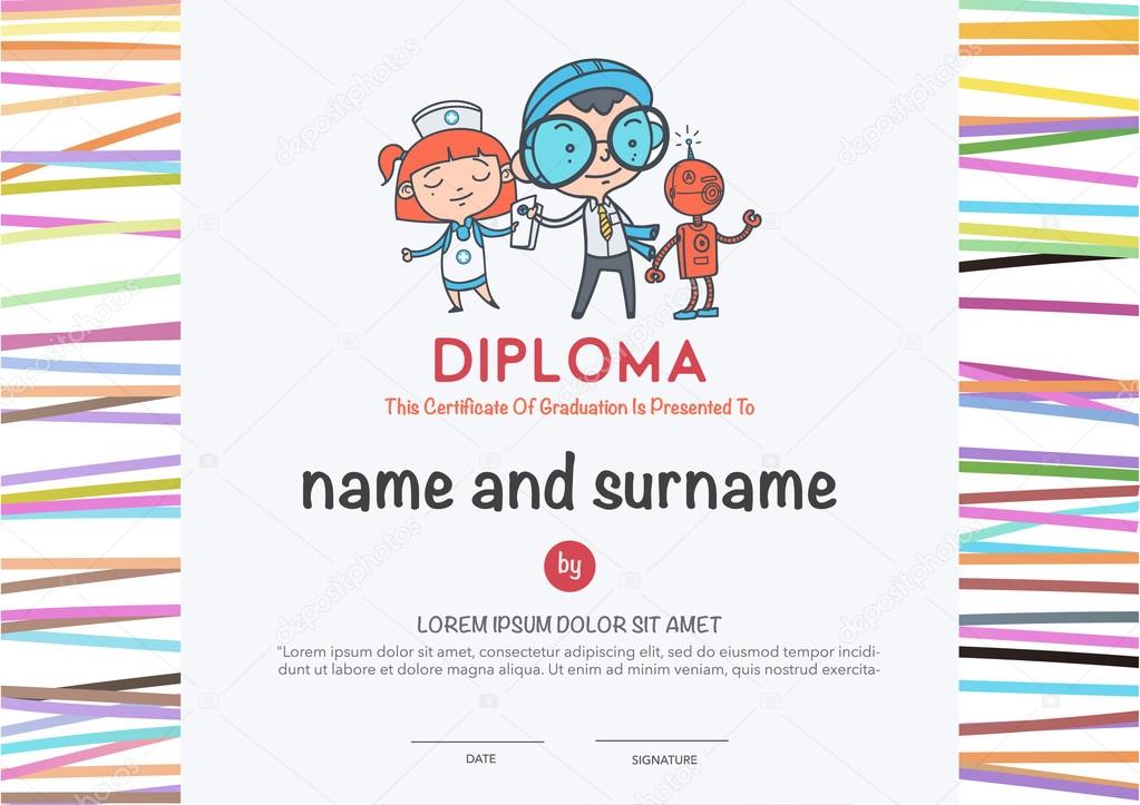 Preschool Elementary school Kids Diploma .