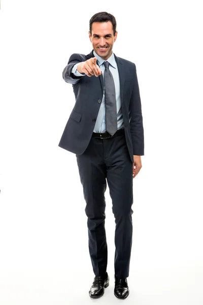 Half length portrait of a businessman smiling and giving ok sign with both hands — Stock Photo, Image