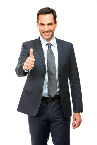 Empresario sonriendo y dando bien con una mano —  Fotos de Stock